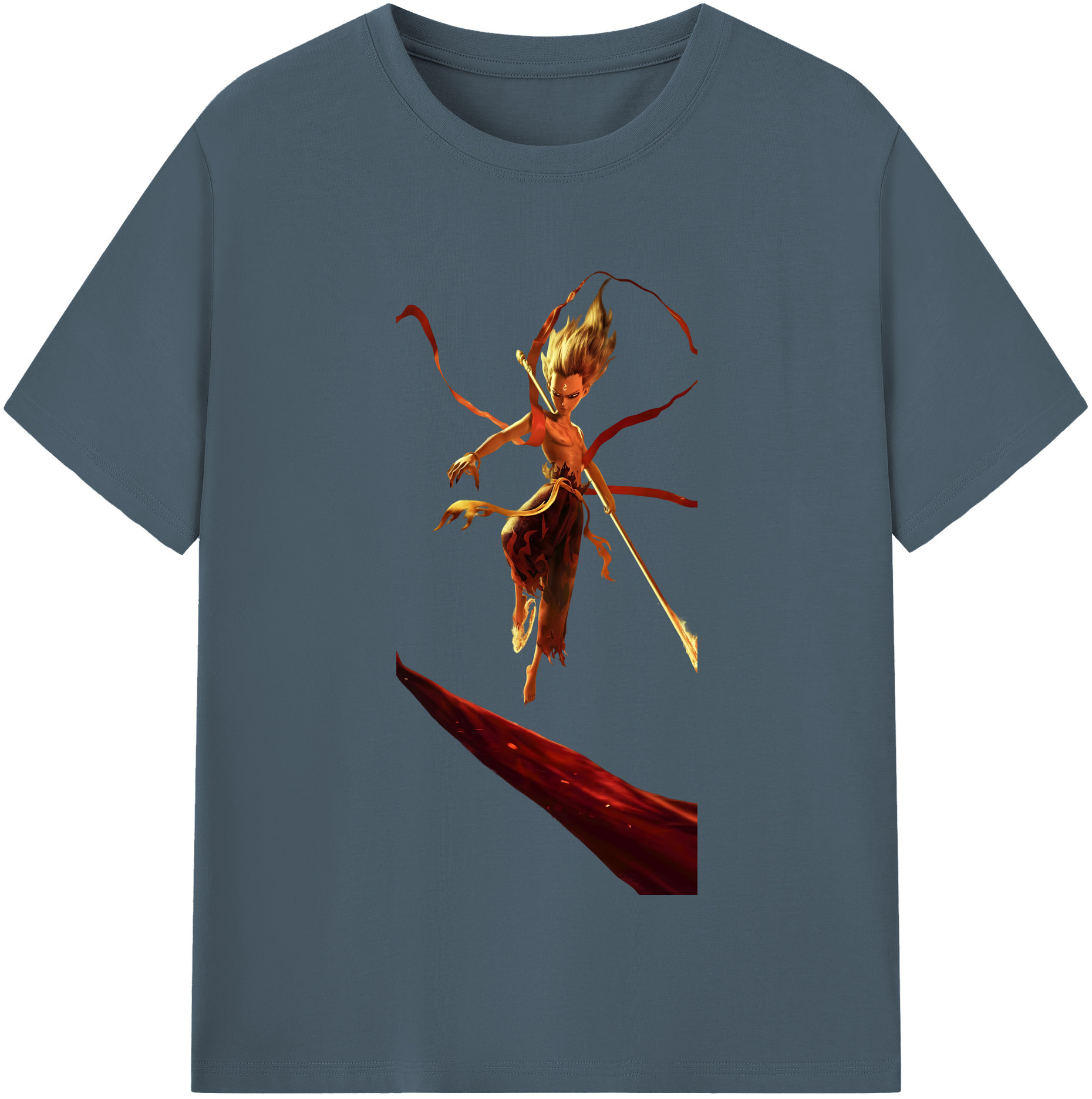 （画像用） Ne Zha 2 ナタ 魔童の大暴れ 綿100％半袖Tシャツ（フロントプリント）